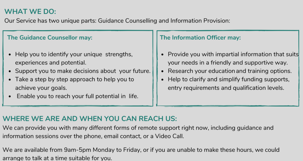 The Adult Educational Guidance and Information Service is still here for you.