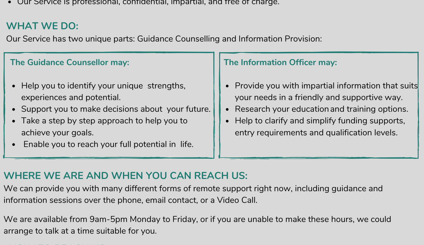 The Adult Educational Guidance and Information Service is still here for you.