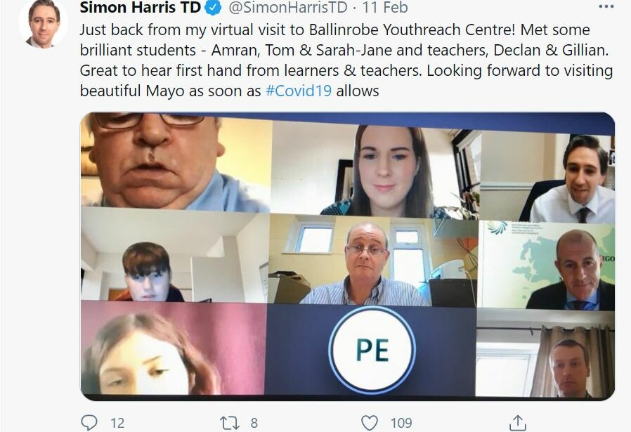 Minister Harris says, ‘the Future is Bright for Students in Ballinrobe Youthreach’.